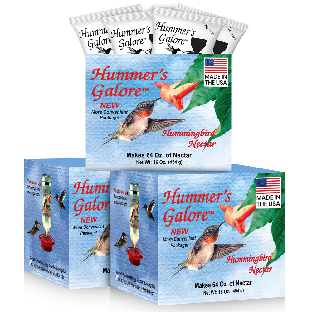 Hummers Galore ready-to-mix nectar packets for easy feeding