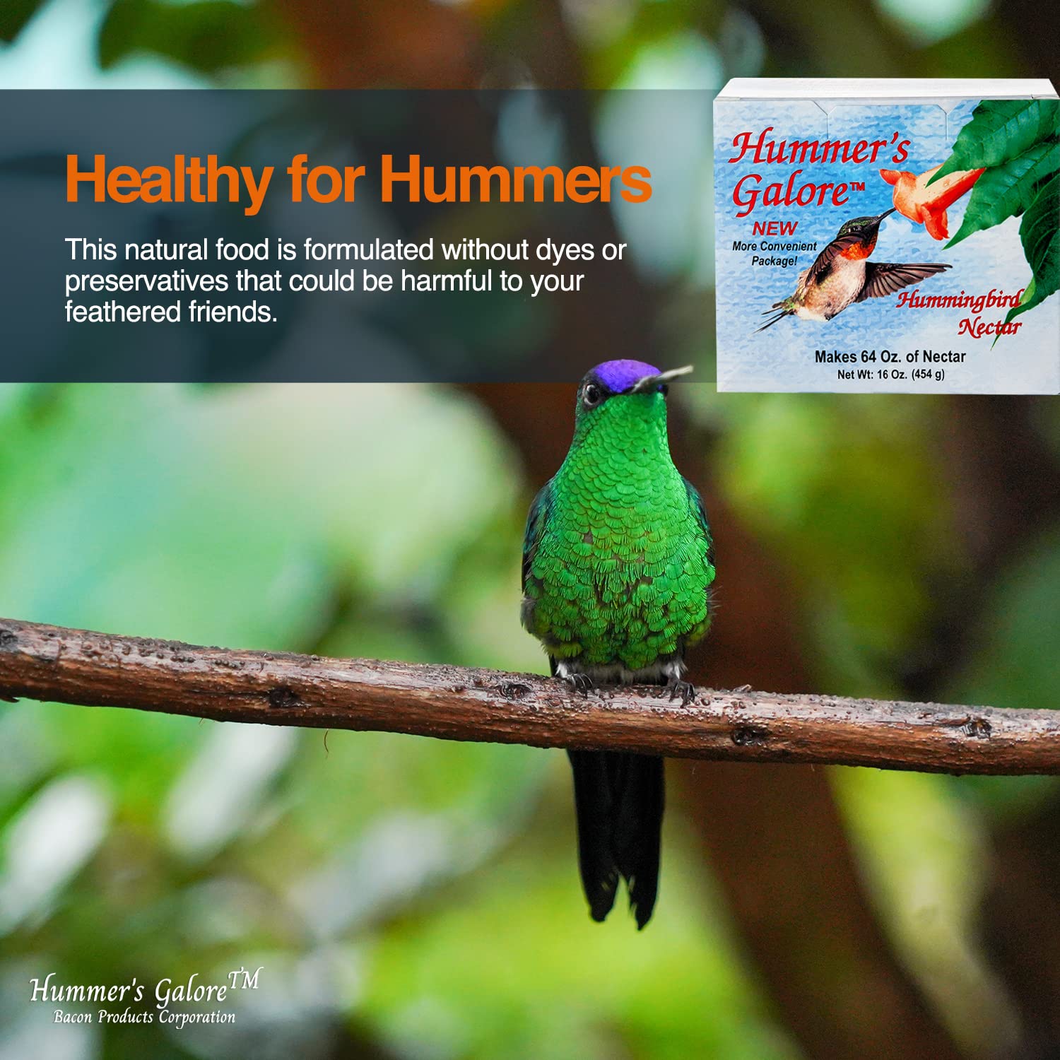 Hummer's Galore sealed nectar packets preserving freshness for long-term use.