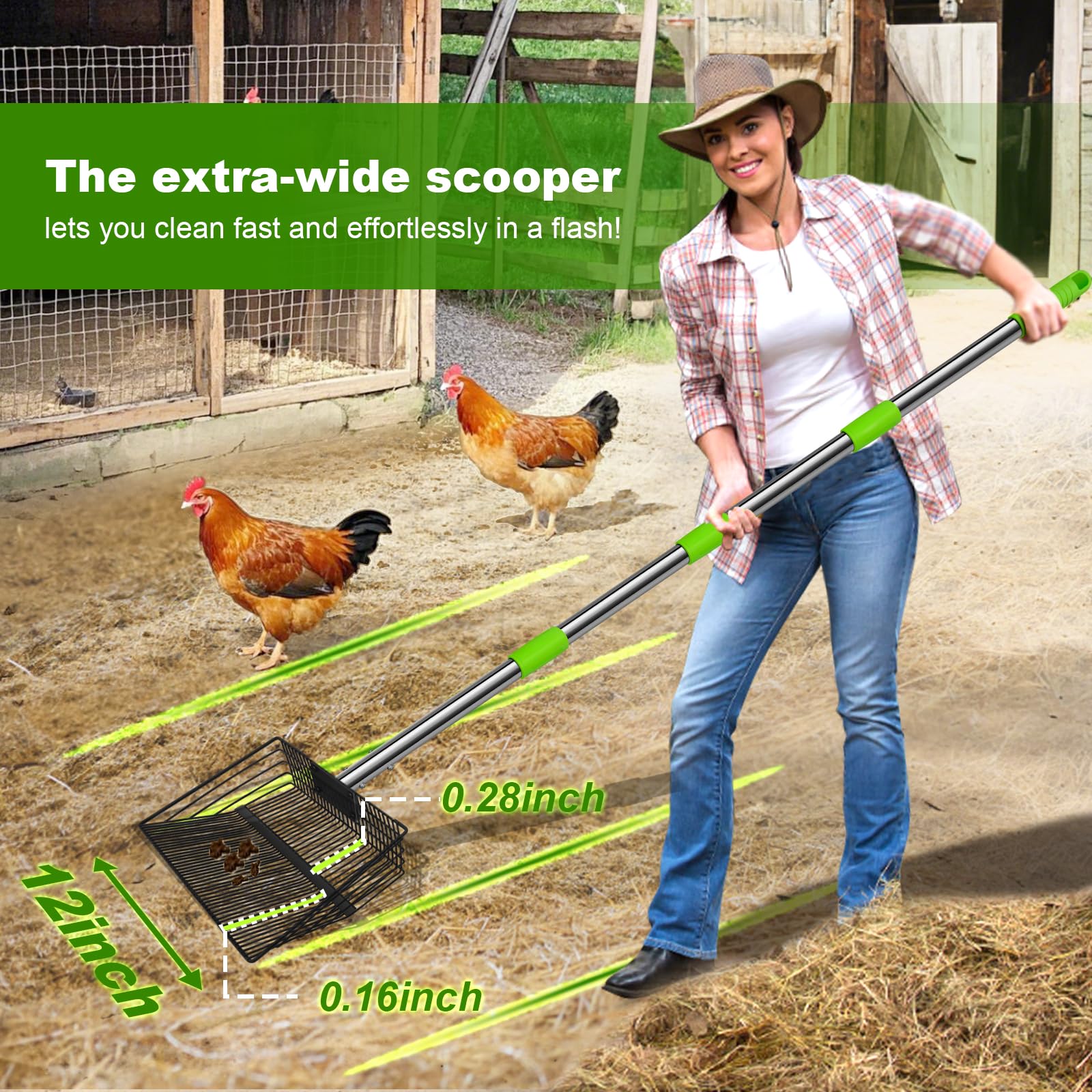HUMUMU extendable-handle poop scoop reaches 66 inches to reduce bending.