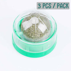humyeam 3 Pack Catnip Balls pack side view shows safe, edible catnip toy for curious cats