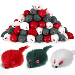 Hungdao 60pcs furry mice cat toy pack for multi-cat play and exercise