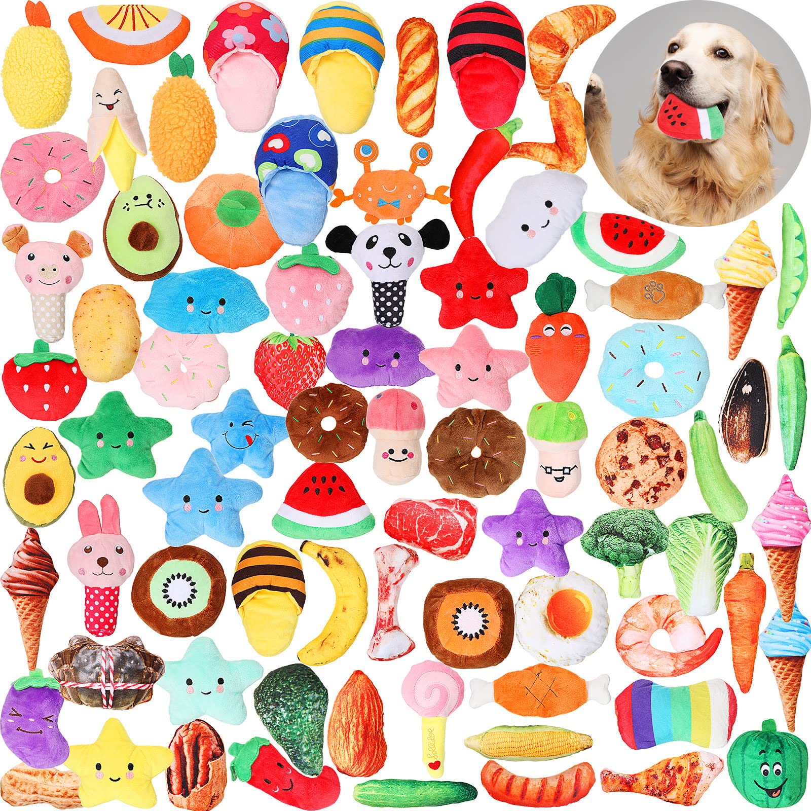 Hungdao 80-pcs Christmas dog toys pack offers diverse chew and plush options for daily play.