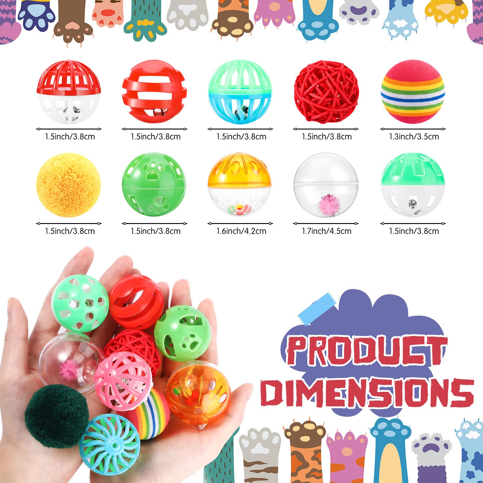Hungdao assorted-color cat balls with bells spark kitten curiosity during play.