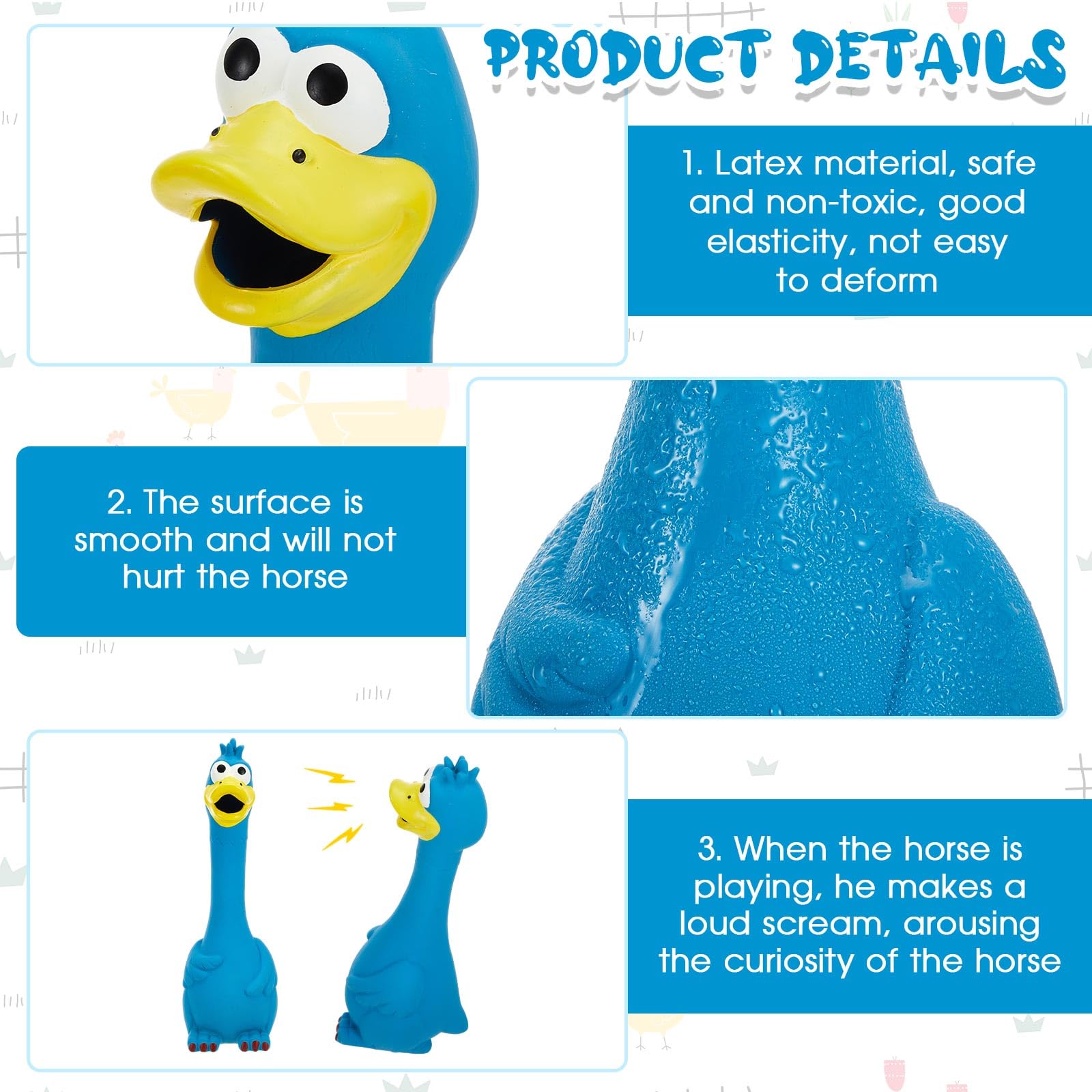 Hungdao blue chicken toy squeak-action image showcases engaging sound during playtime