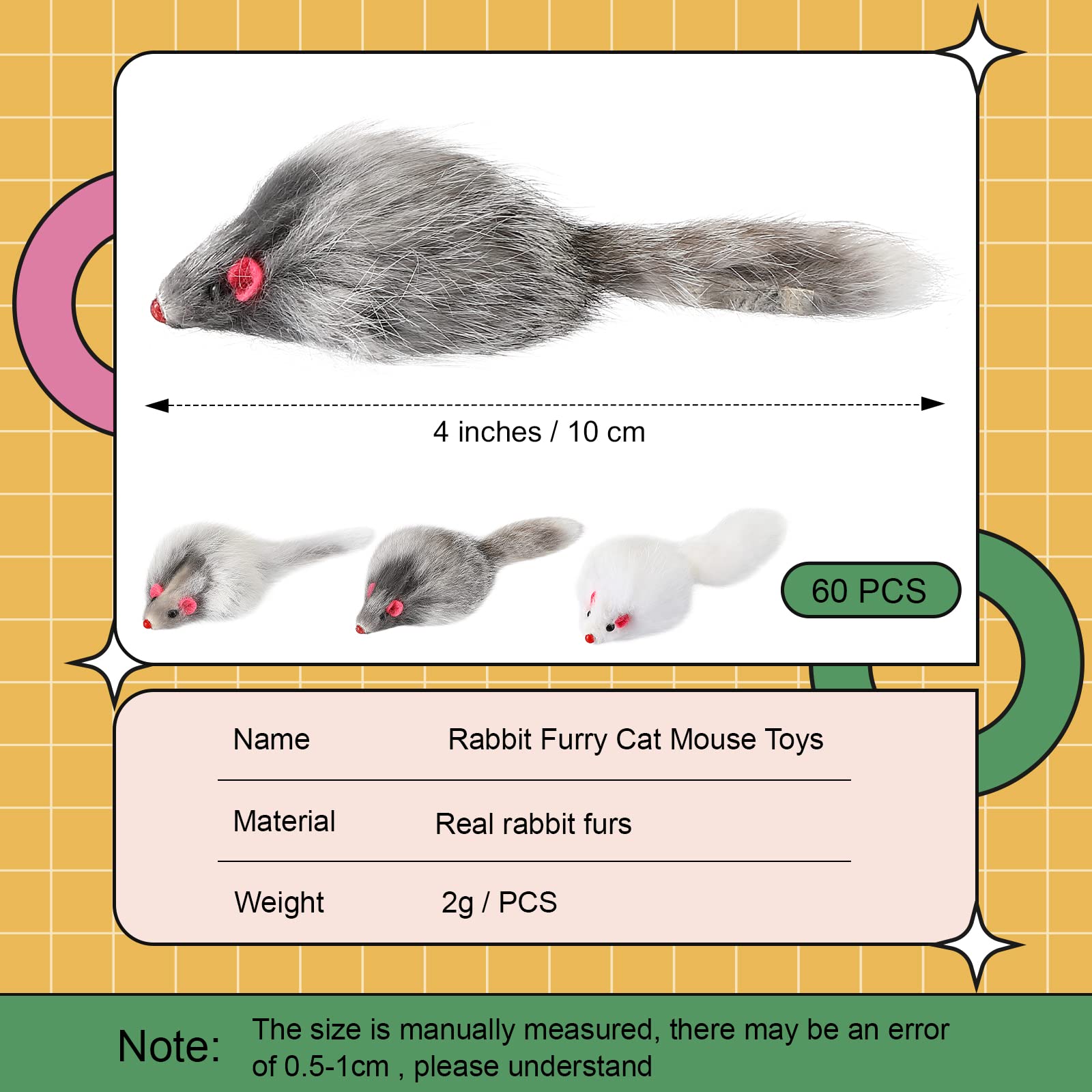 Hungdao furry mice colors white, black, gray for multi-cat play