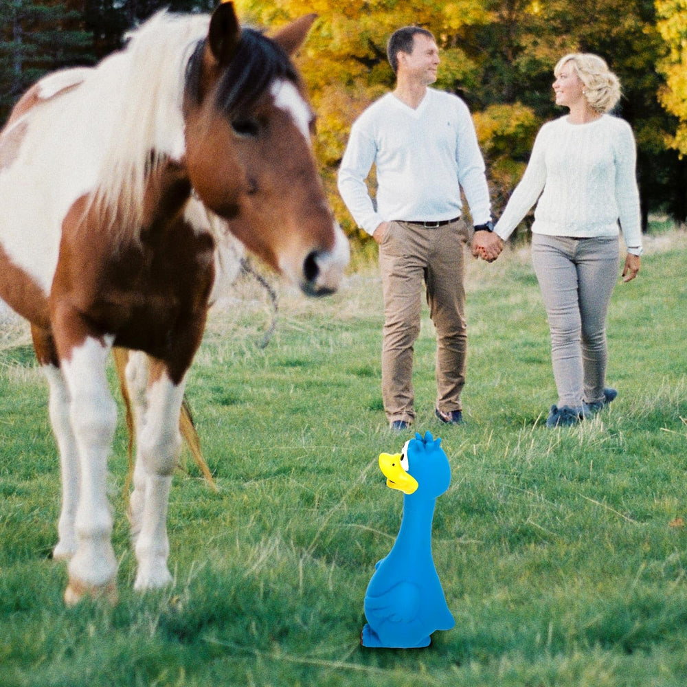 Hungdao horse-dog toy blue fetch-use shot illustrates versatile use with pets