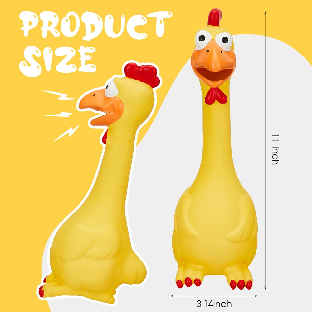 Hungdao squeaky chicken horse toy yellow side engages horse attention with lively sound.