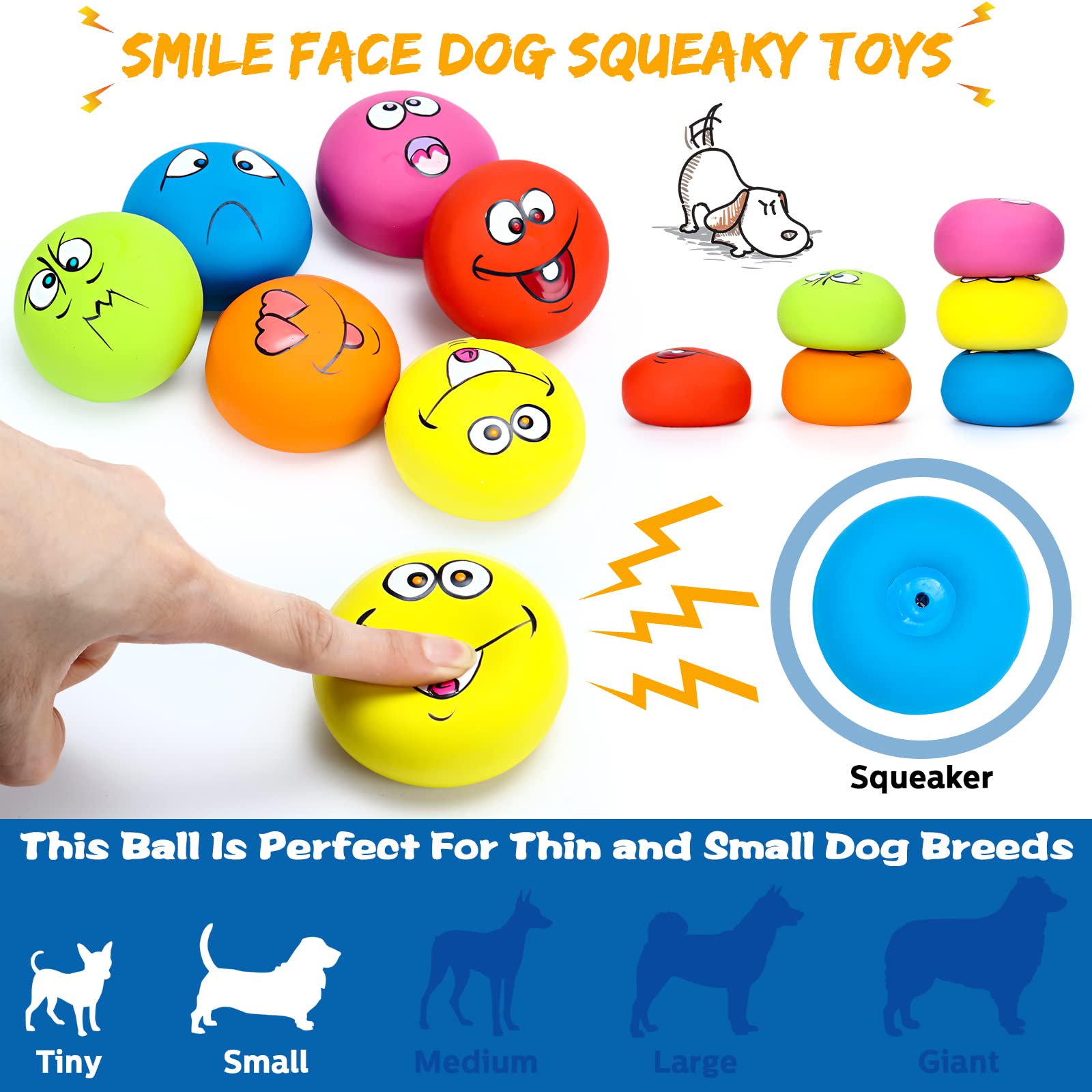 Hungdao squeaky dog ball with angry face helps chase and exercise.