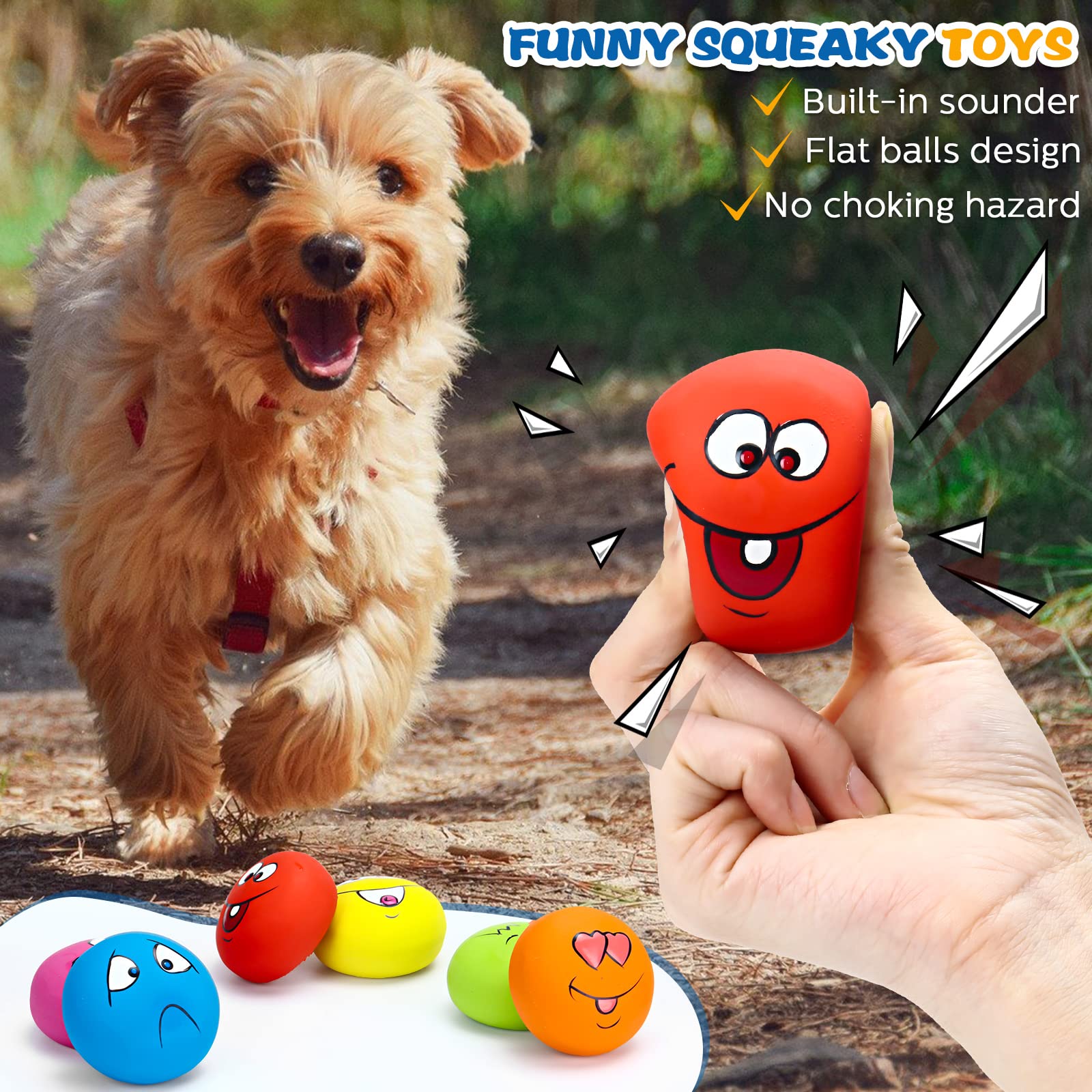 Hungdao squeaky dog ball with surprised face boosts curiosity and playtime.