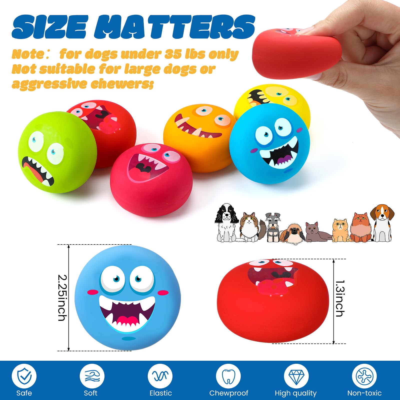 Hungdao squeaky dog toy ball with fear face keeps pets curious during play