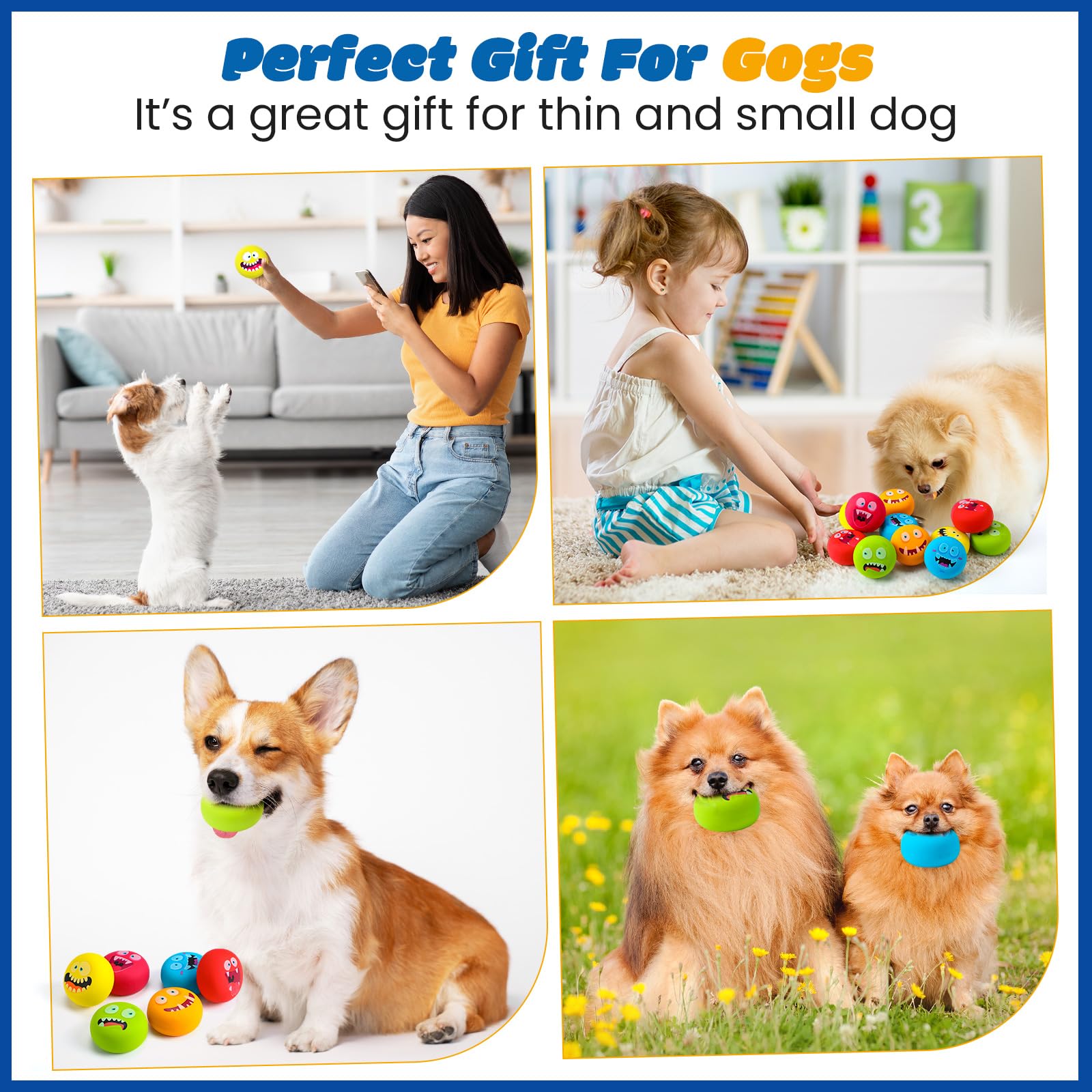 Hungdao squeaky dog toy ball with happy face encourages positive reinforcement play
