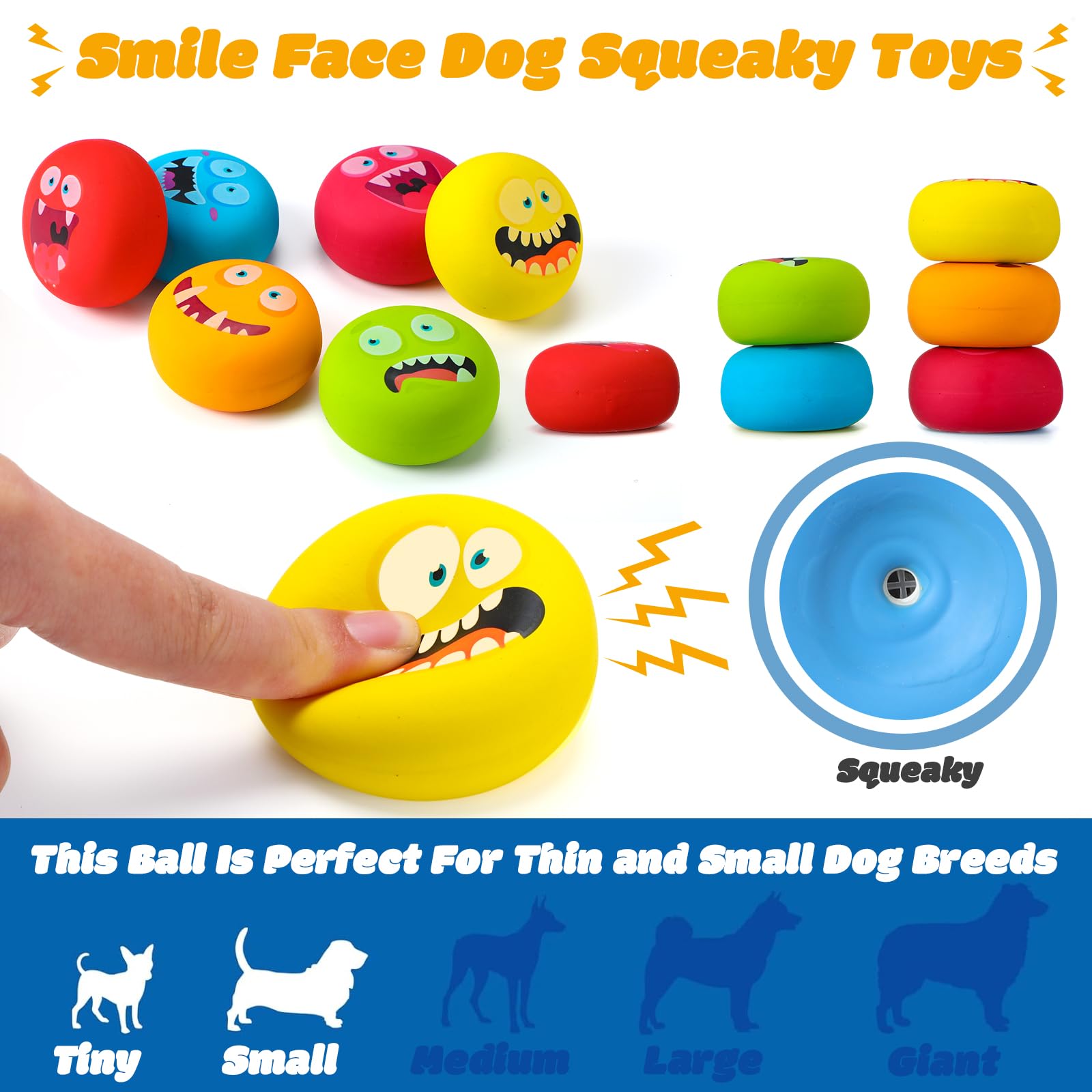 Hungdao squeaky dog toy ball with mischievous face supports chase and training