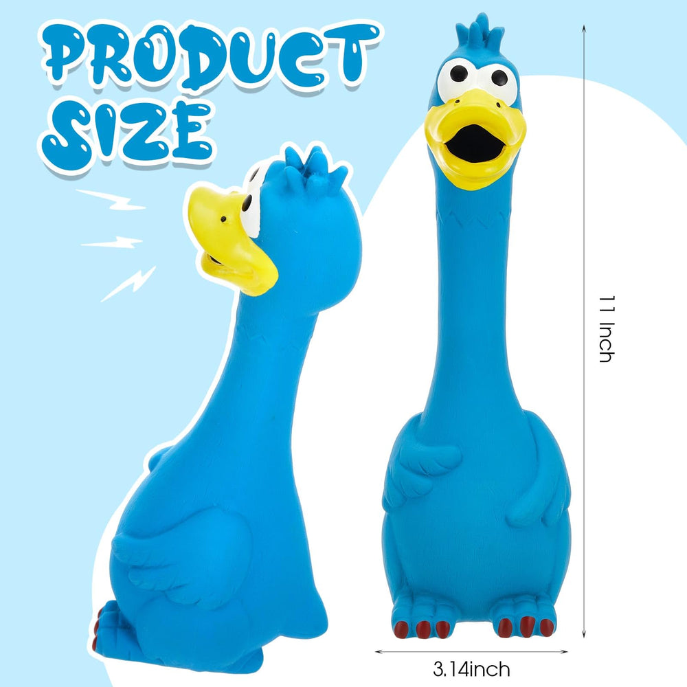 Hungdao two-pack blue chicken toy close-up highlights durable latex material for safe chewing
