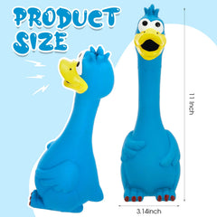 Hungdao two-pack blue chicken toy close-up highlights durable latex material for safe chewing