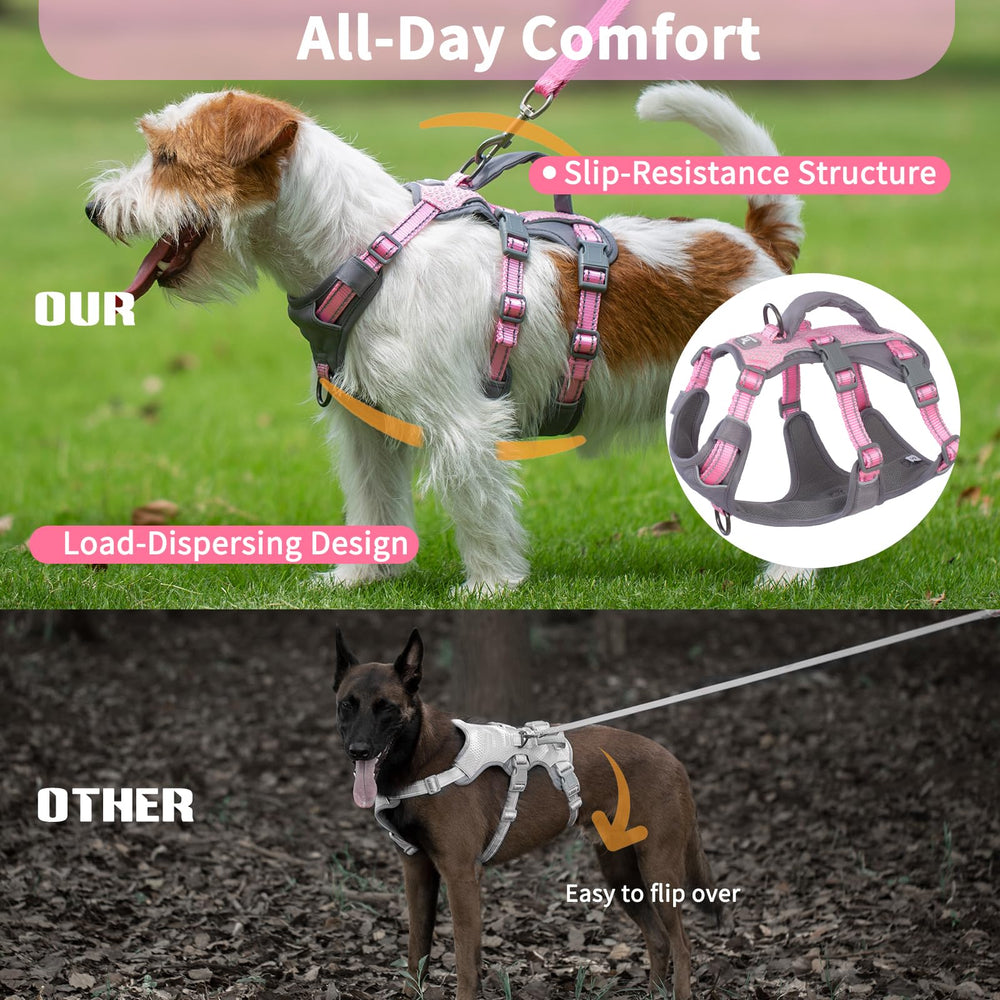Huntboo light pink adjustable dog harness suitable for growing dogs of all sizes