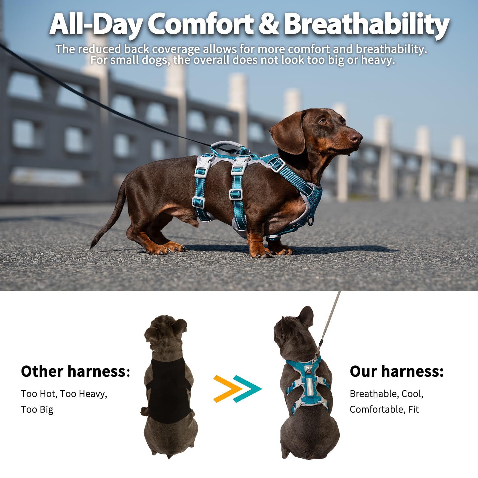 Huntboo No Escape harness chest D ring improves steering and reduces pulling.