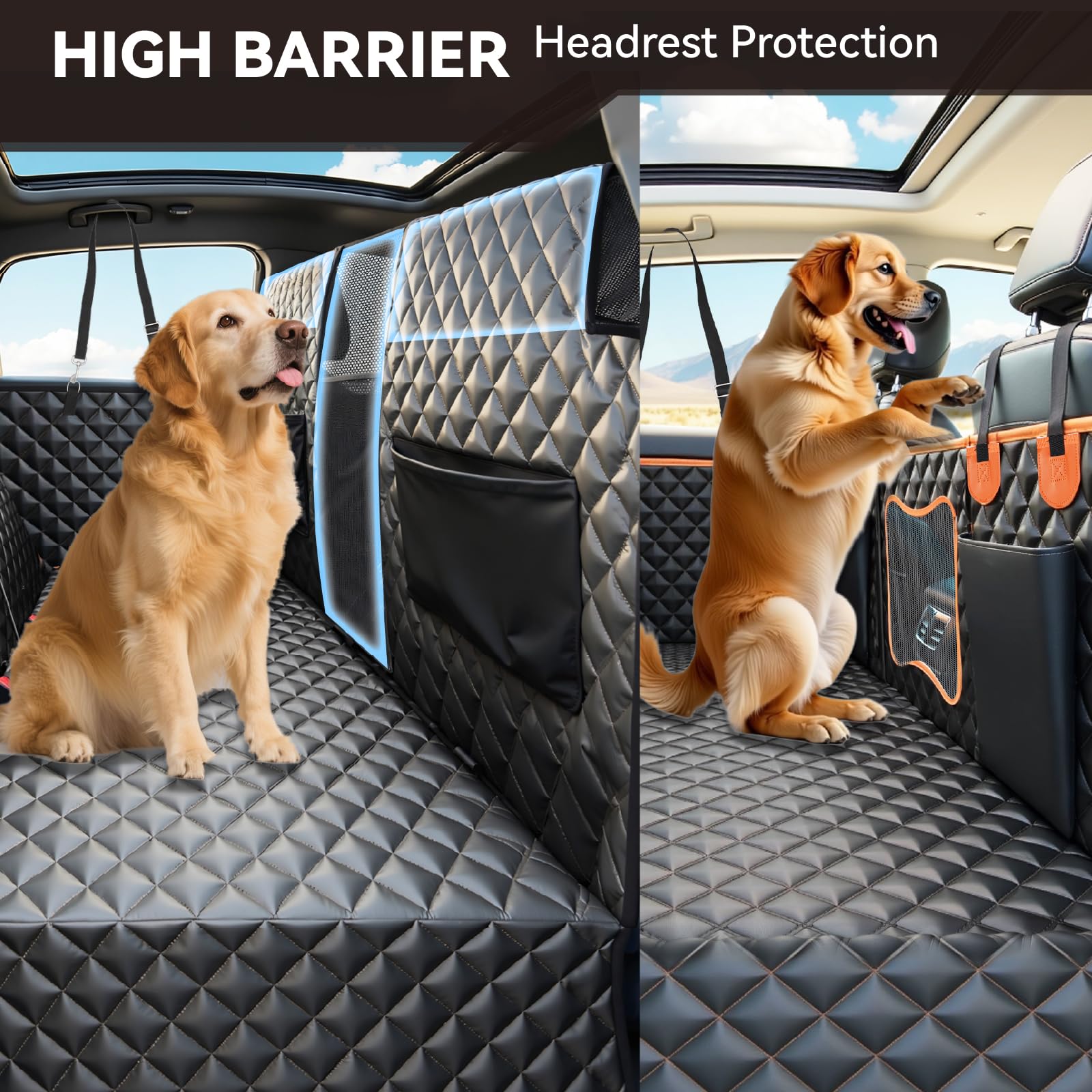 HUOHUOCN 28-inch front barrier keeps pets safely in the back.