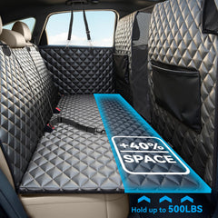 HUOHUOCN back-seat extender dog bed demonstrates spacious comfort for long road trips.