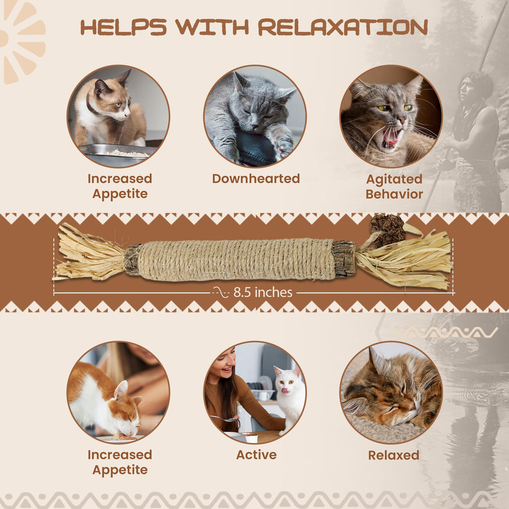 HUPA Catnip Silvervine Sticks closeup shows durable hemp rope and natural chews.