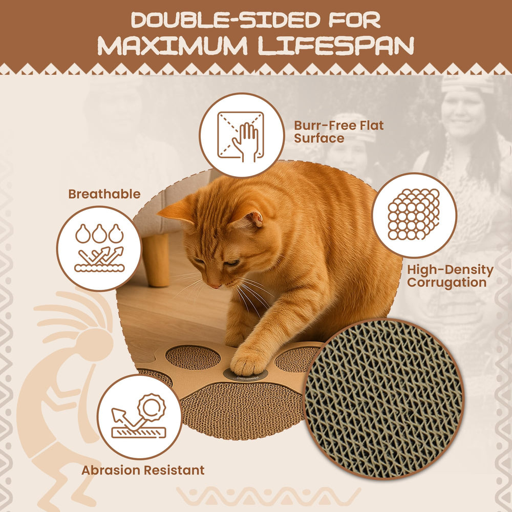 HUPA durable cardboard construction ensures safe, long-lasting scratching for indoor cats.