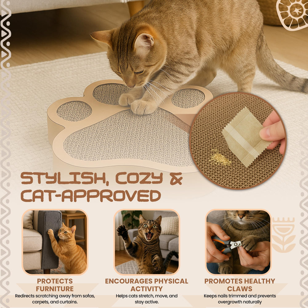 HUPA indoor-cat scratcher fits small to medium cats, expanding play and enrichment.