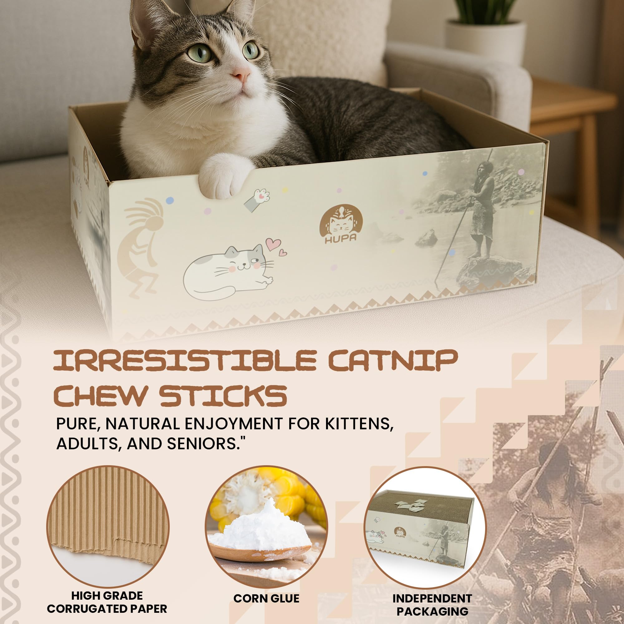 HUPA non-toxic cardboard durability ensures safe, durable scratching sessions for everyday use.