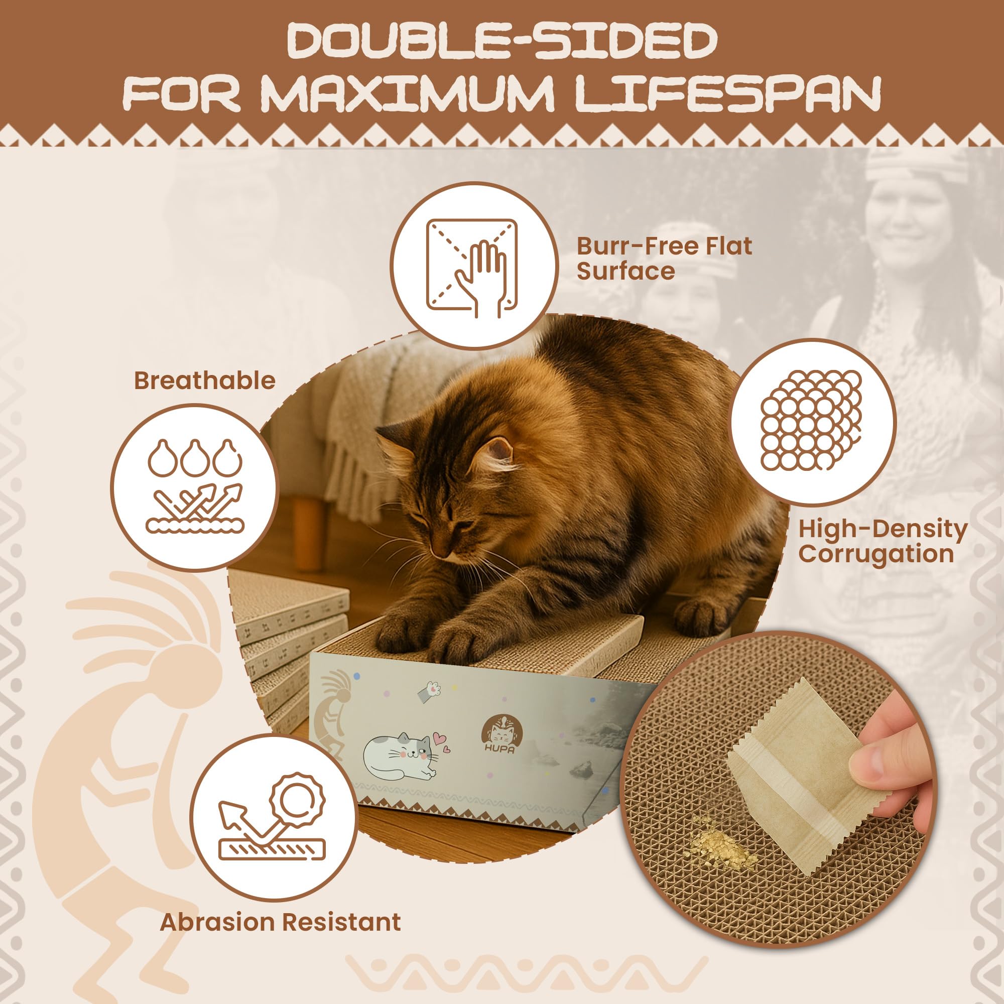 HUPA scratcher box bed design doubles as a cozy resting space for cats.
