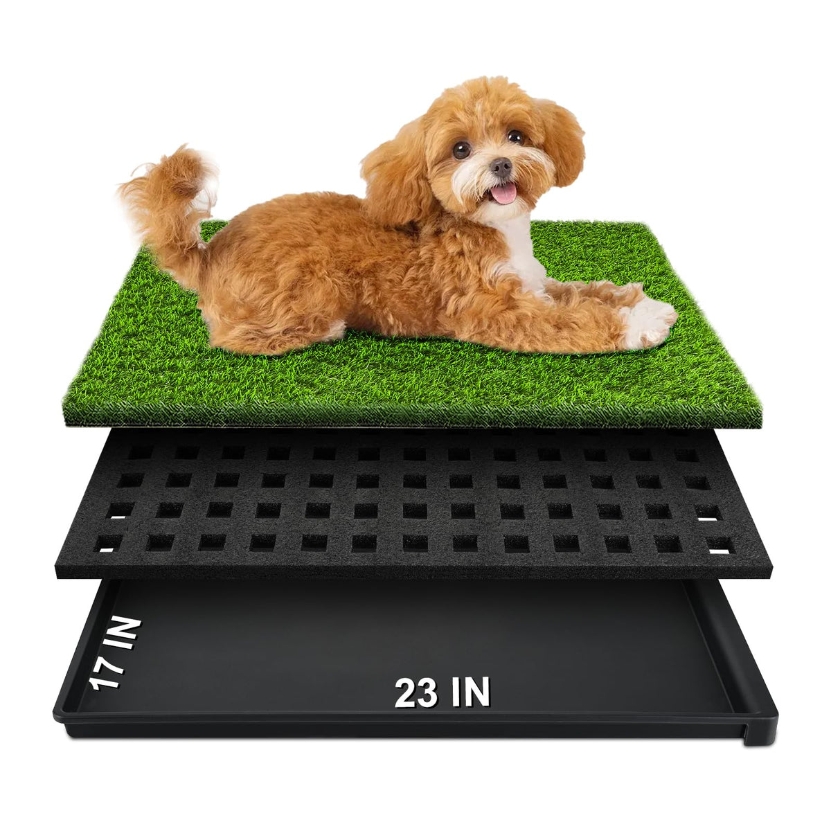 hurentek dog grass pad top view shows realistic turf for gentle potty training.