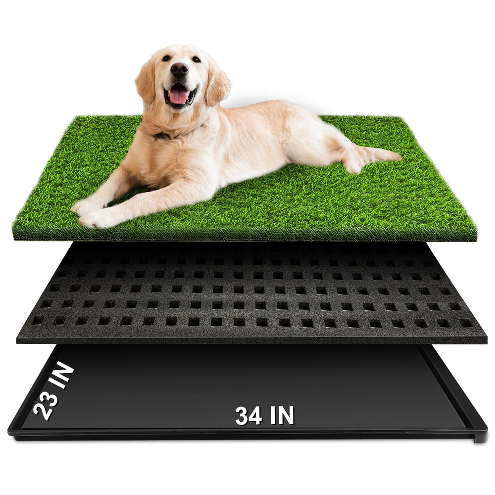 HURENTEK dog grass pad tray offers a large surface for quick indoor potty.