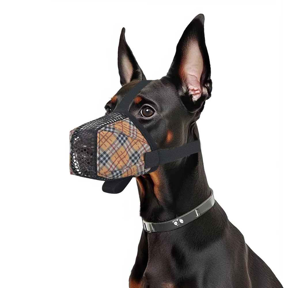 Hurifeng dog muzzle front view with soft nylon basket for comfortable daily wear