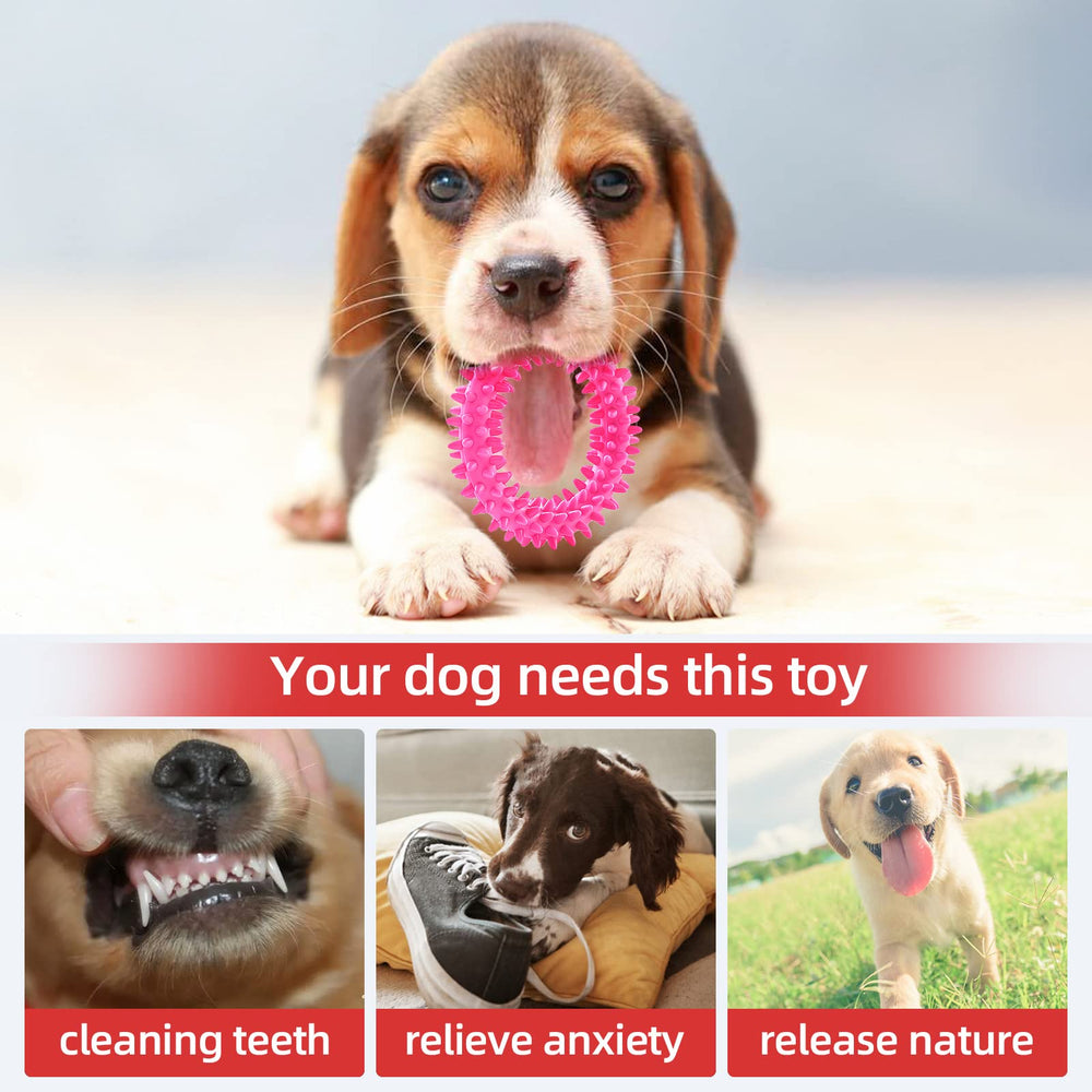 Hurray puppy teething ring front view highlighting safe soft rubber for small dogs