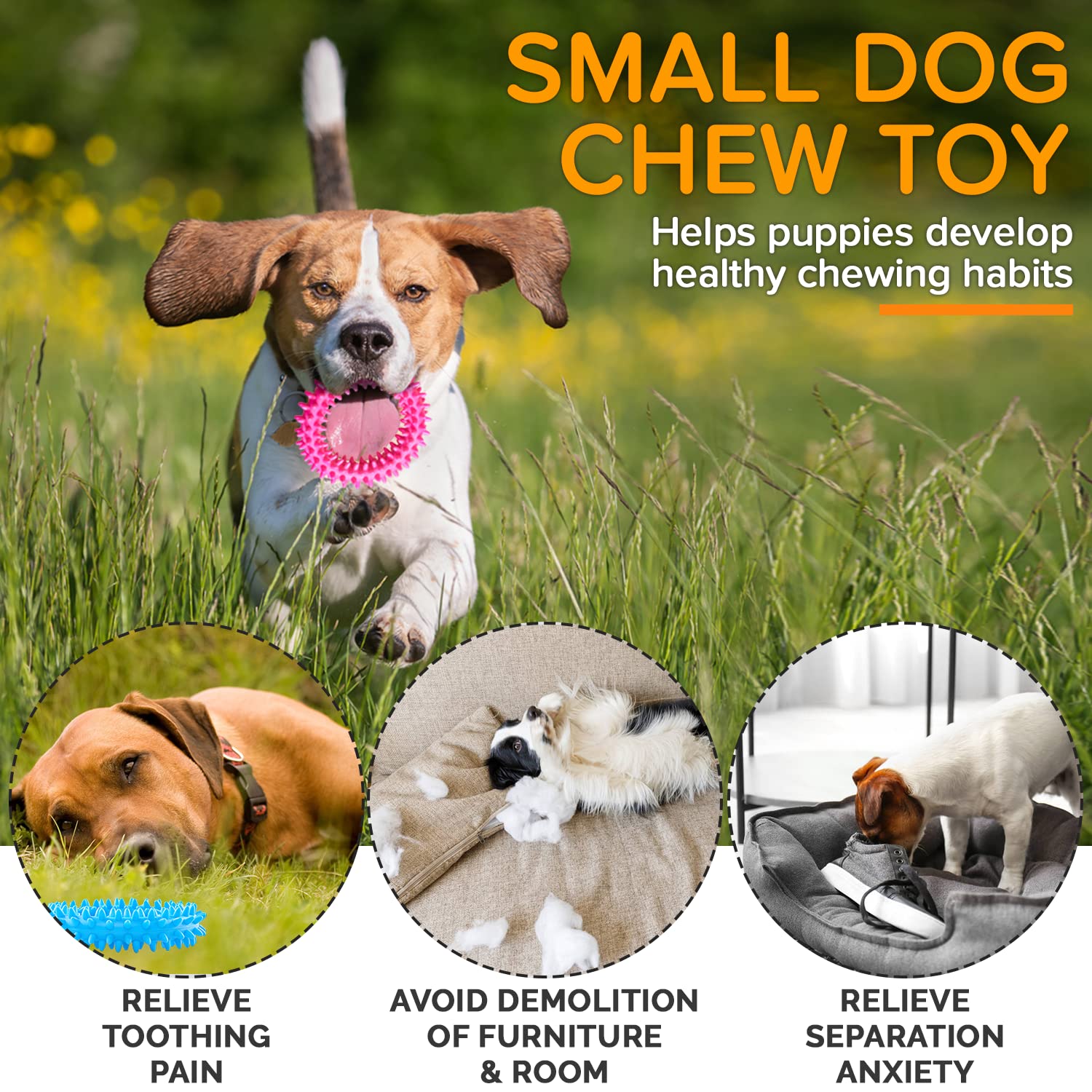 Hurray safe-material teething ring suitable for puppies under 15 lbs