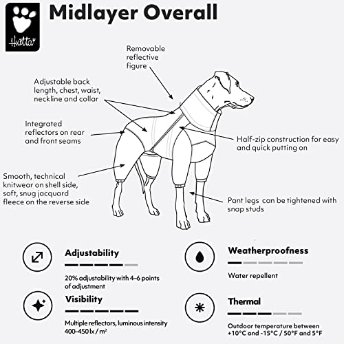 Hurtta Midlayer Dog Overall Blackberry rear view with reflective safety accents.