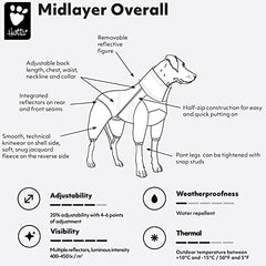Hurtta Midlayer Dog Overall Blackberry rear view with reflective safety accents.