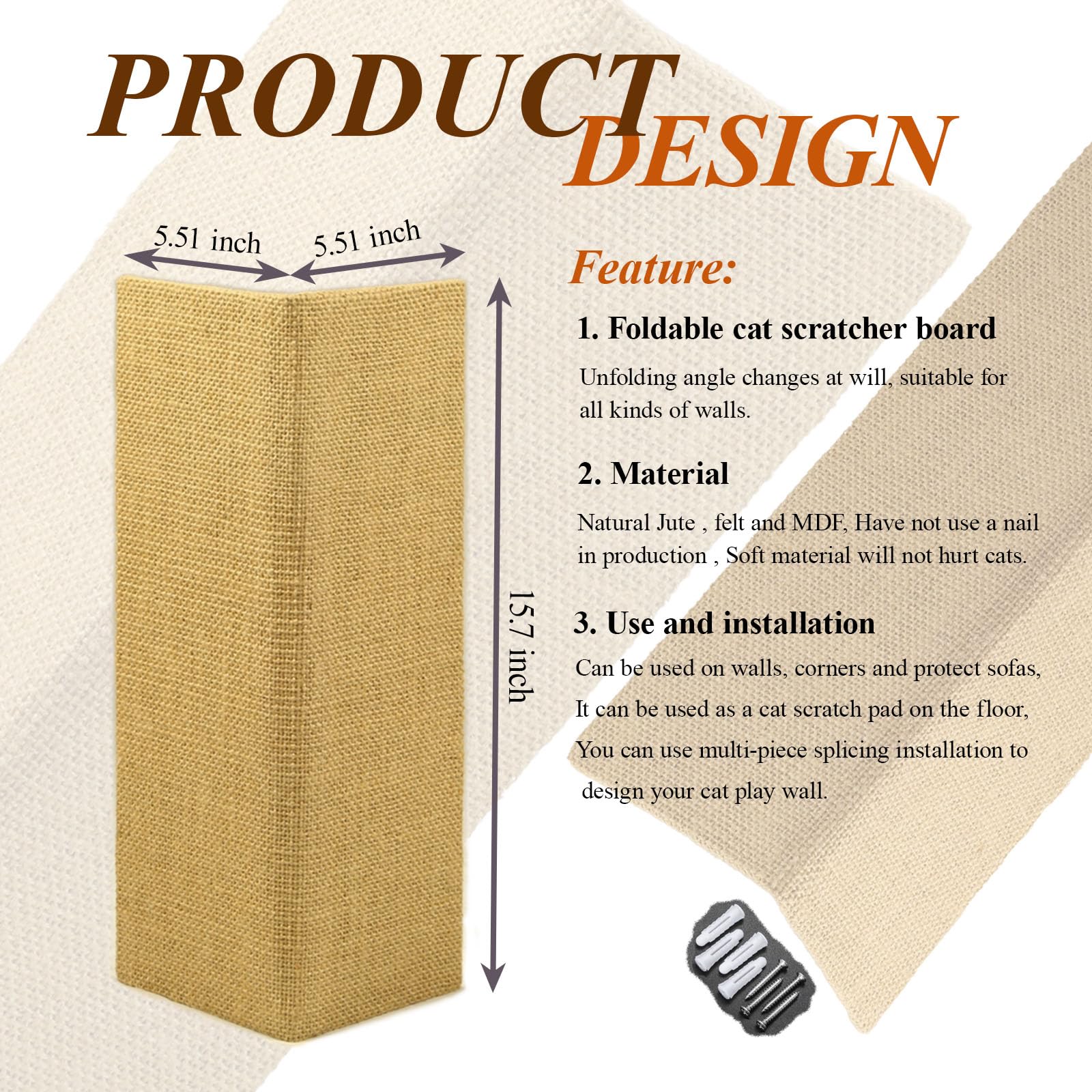 Hutpet wall corner scratcher mounted on wall protects furniture.