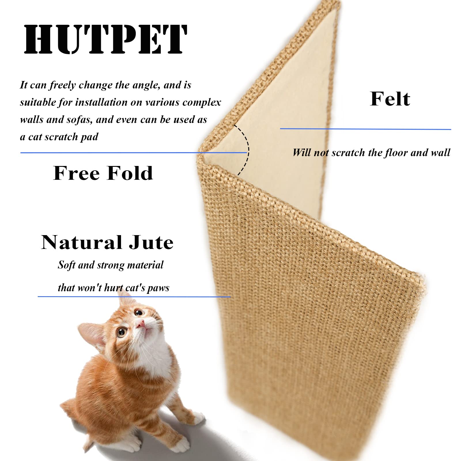 Hutpet wall-mounted scratcher with screws for sturdy installation.