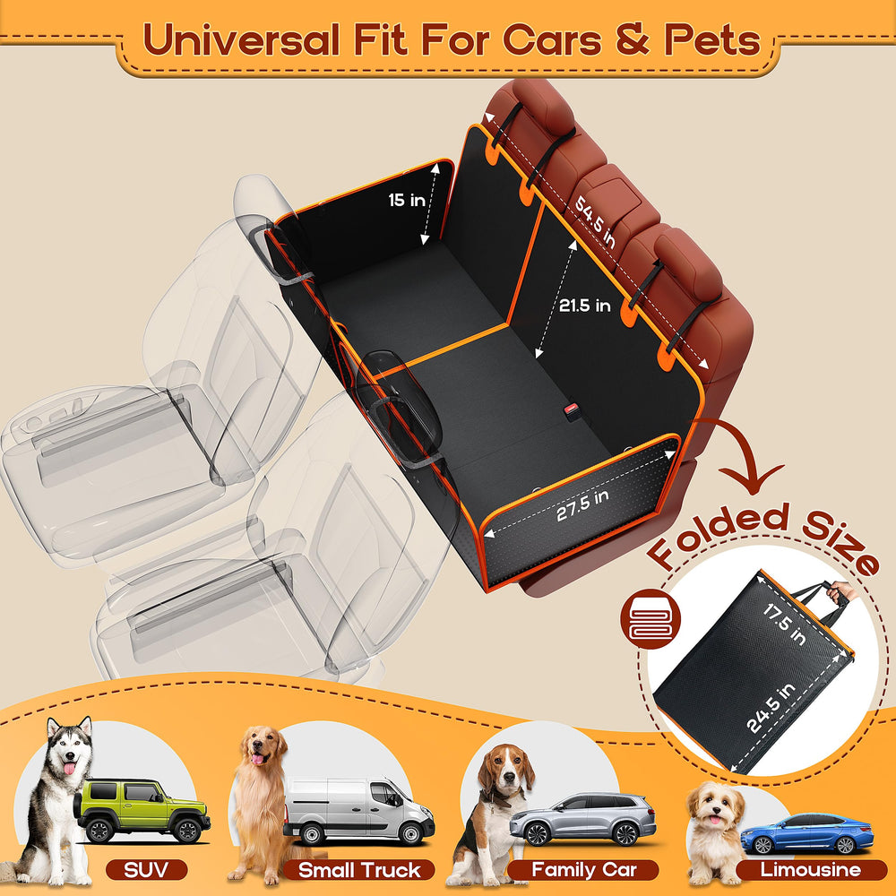 HUUKE dog car seat cover tablet pocket provides entertainment for pets on long journeys