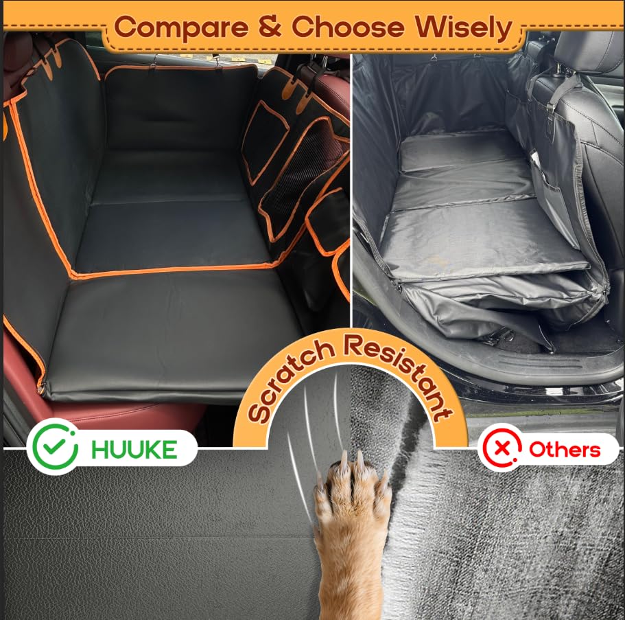 HUUKE dog car seat cover waterproof-scratchproof demonstrates durable PU leather resisting spills and claws