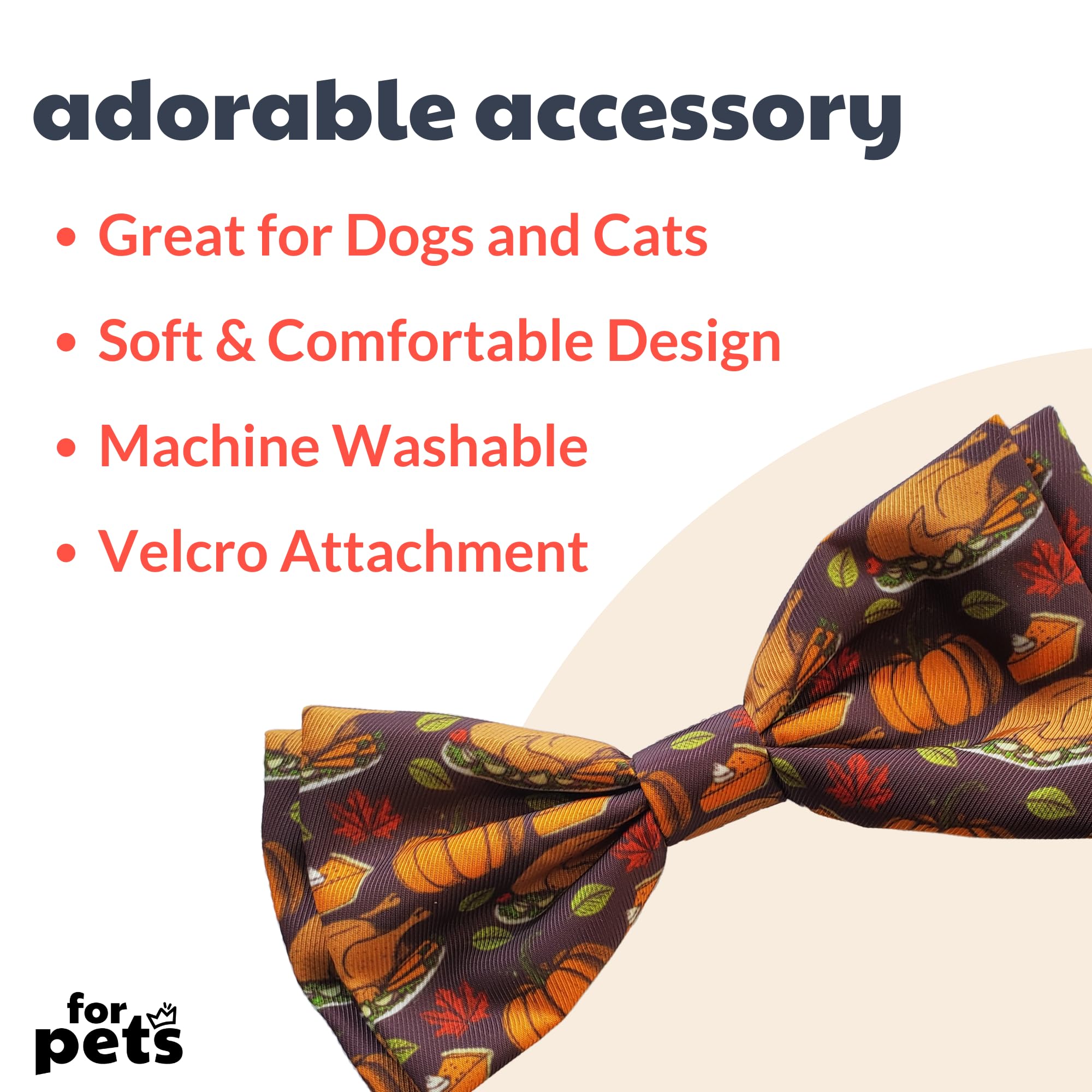 Huxley & Kent bow tie on a cat with Turkey Dinner XL attached for easy, adjustable collar style.