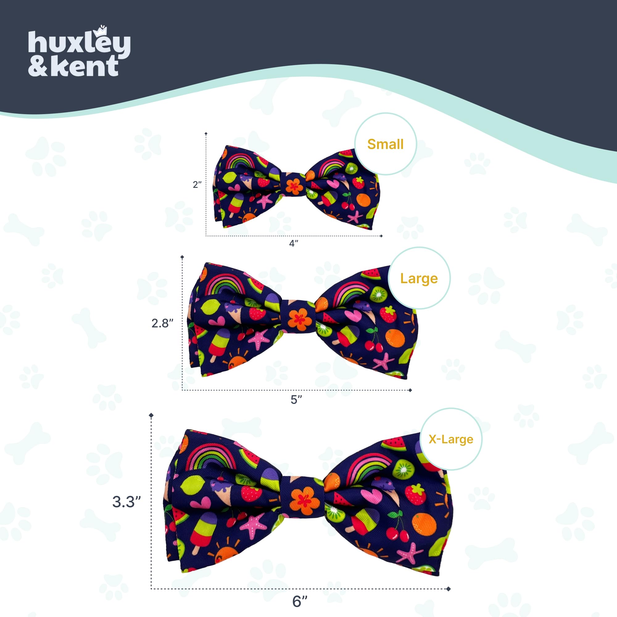 Huxley & Kent bow tie worn on small pets demonstrates versatile fit.