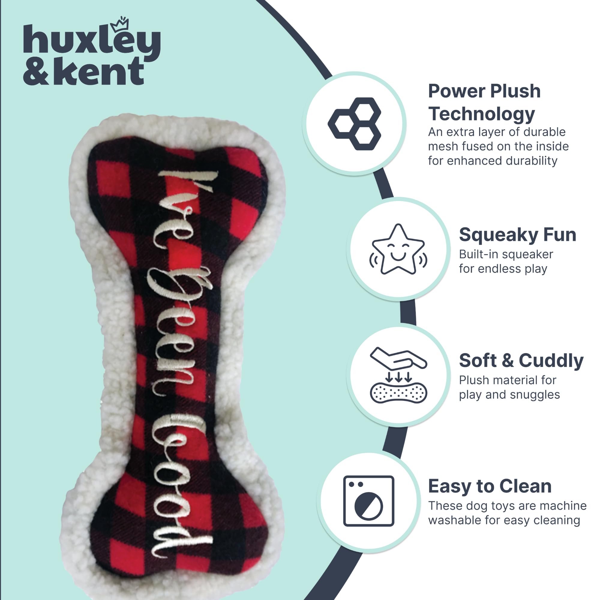 Huxley & Kent interior squeaker and crinkle boost sensory engagement for dogs.