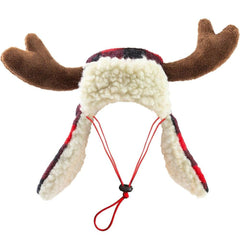 Huxley & Kent pet hat in antler buffalo check extra-large adds festive flair and comfort.