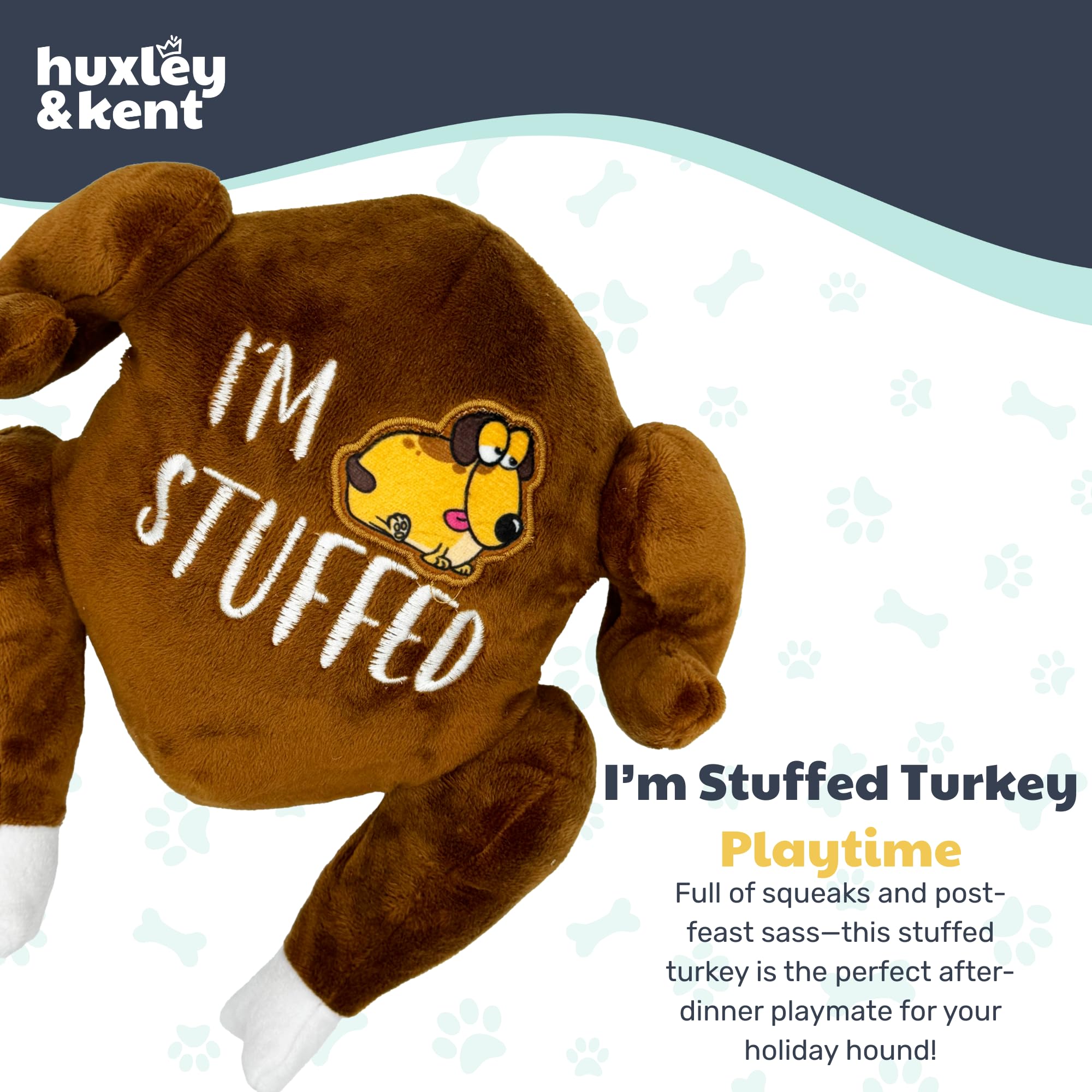 Huxley & Kent Power Plush turkey dog toy ultra-soft plush ideal for snuggling and comforting pups