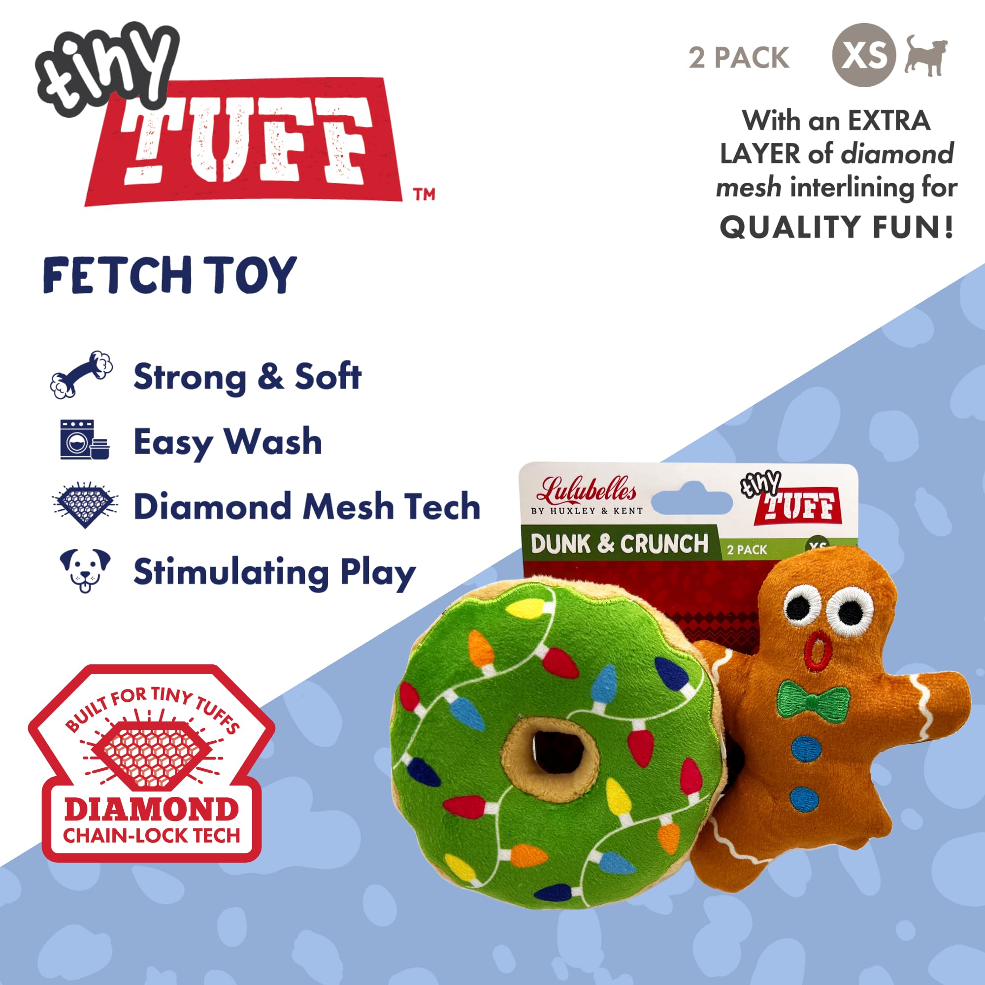 Huxley & Kent Tiny Tuff Duo Pack showcases two soft, strong toys for tiny dogs