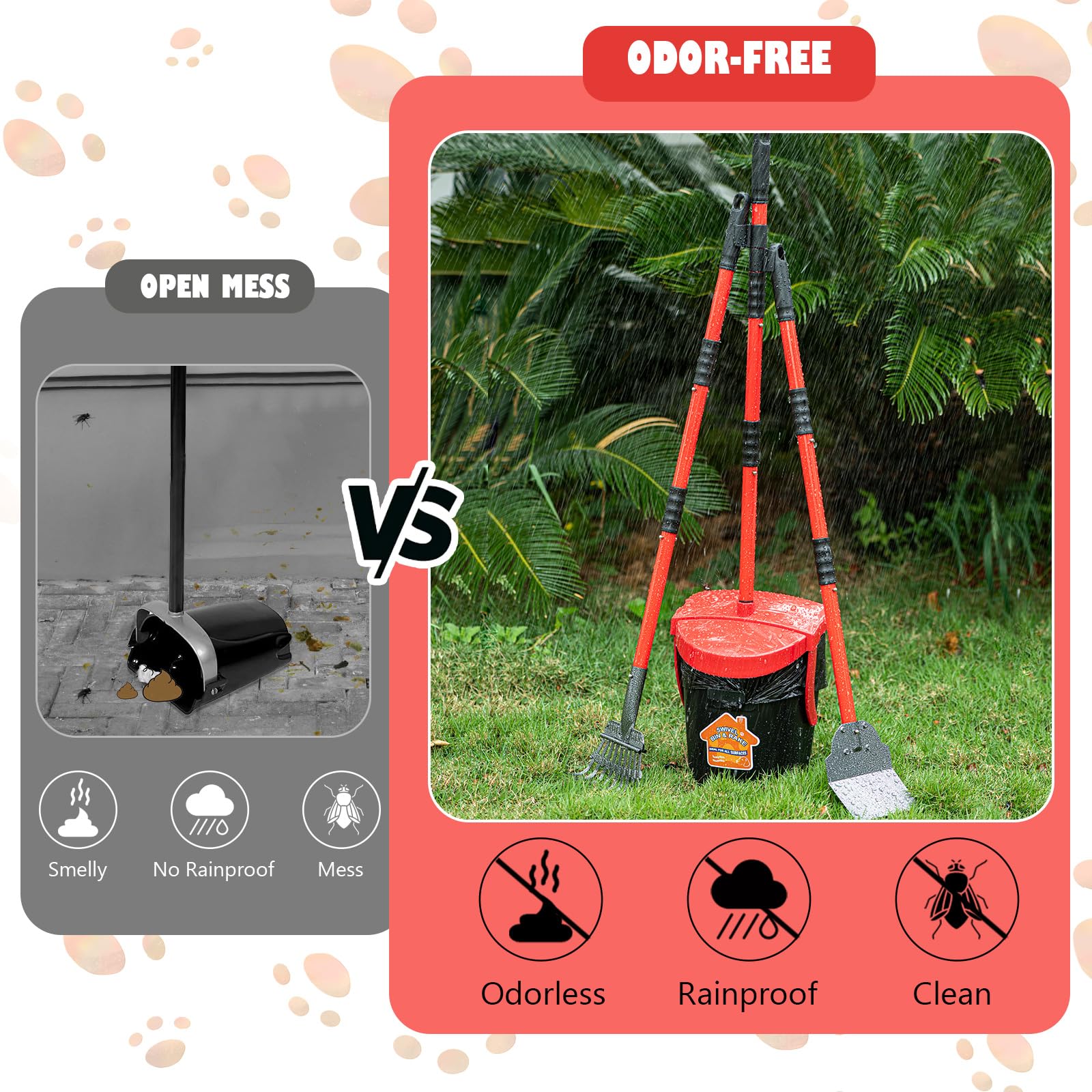 HUZSV Pooper Scooper bag-loading clip keeps bags secure during use.