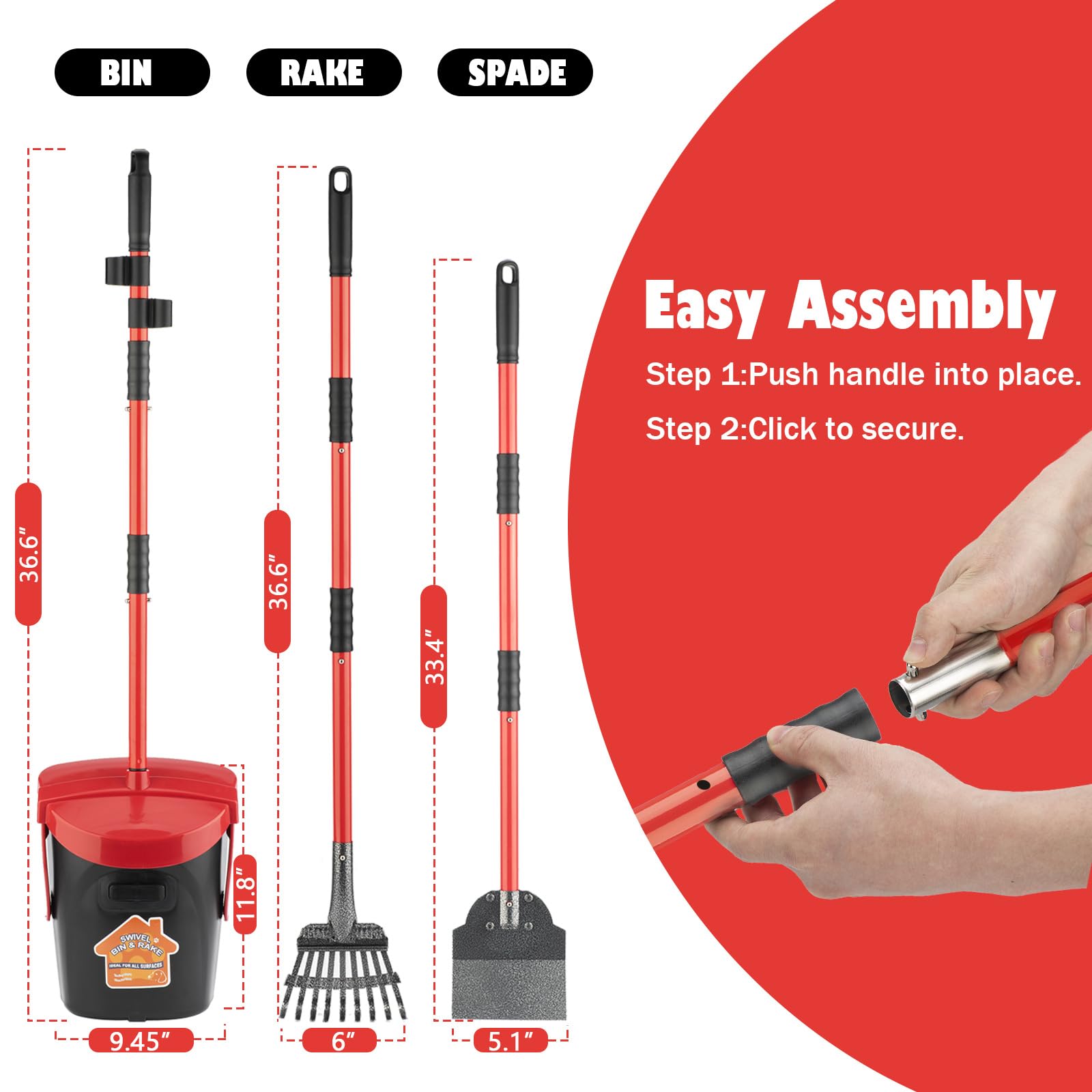 HUZSV Pooper Scooper portable design travels with bags on walks.