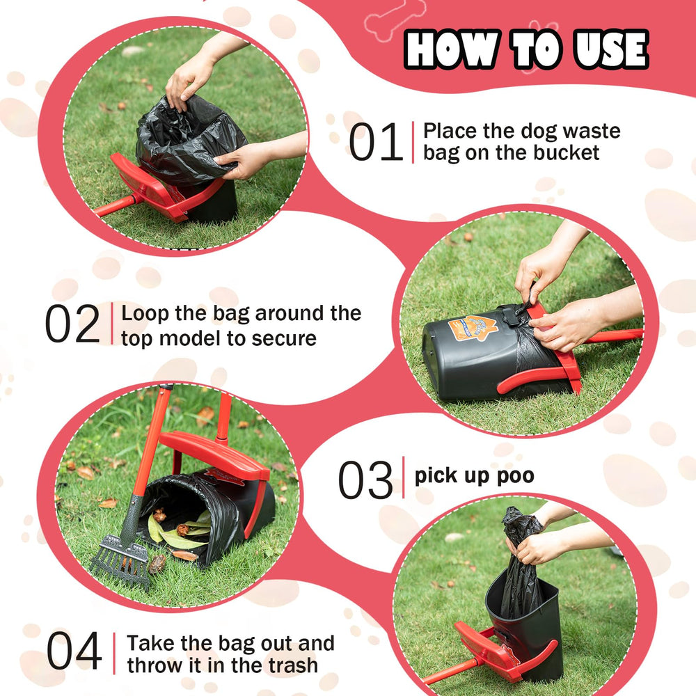 HUZSV Pooper Scooper works on grass, dirt, and gravel for versatile cleanup.
