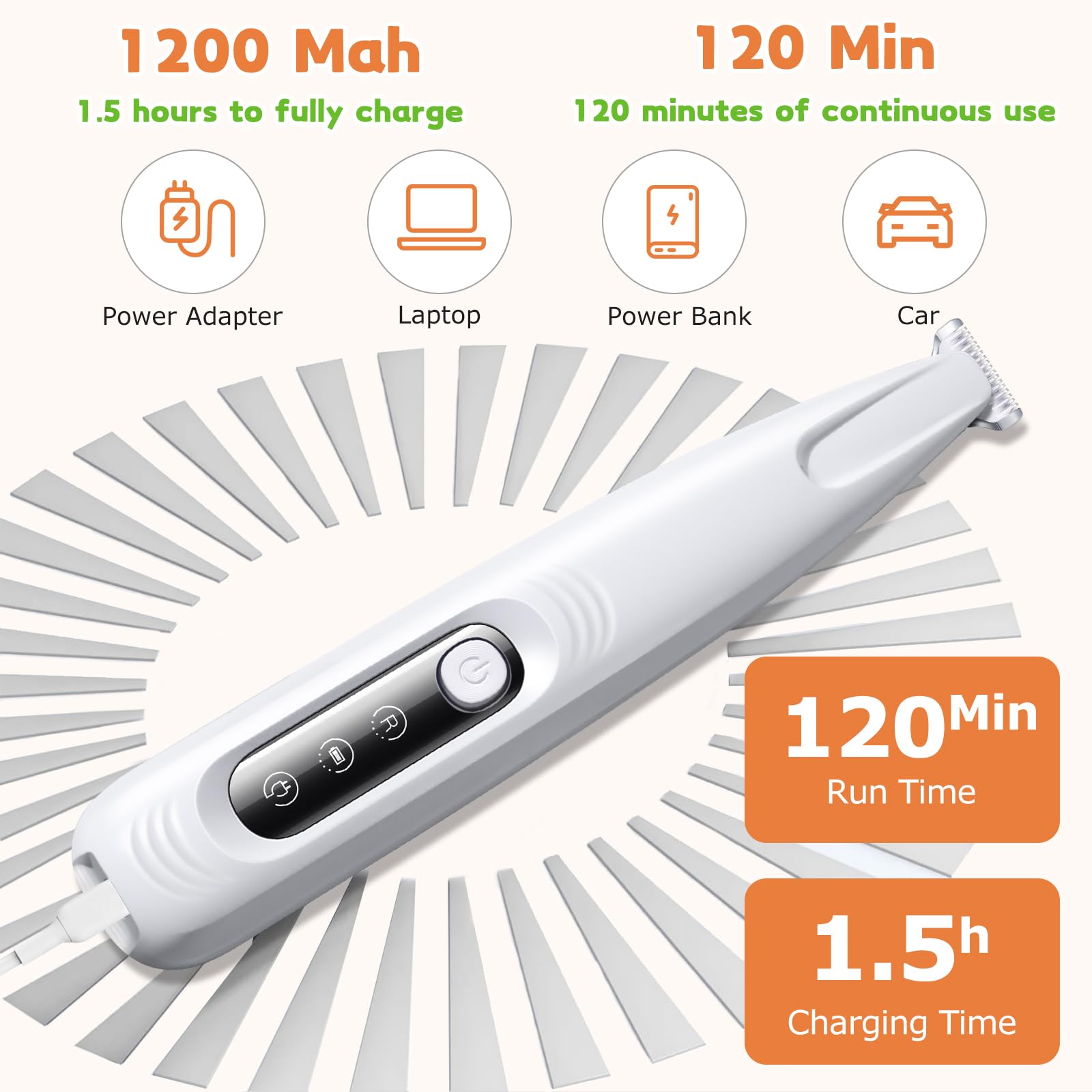 HVSOTV dog paw trimmer in use on paws, eyes, and ears.