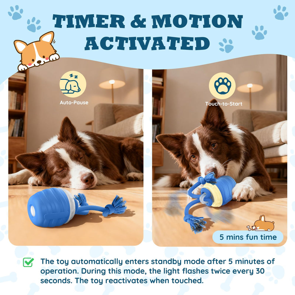 HVUATQ interactive dog ball blue bird sounds illustrates built-in audio features.