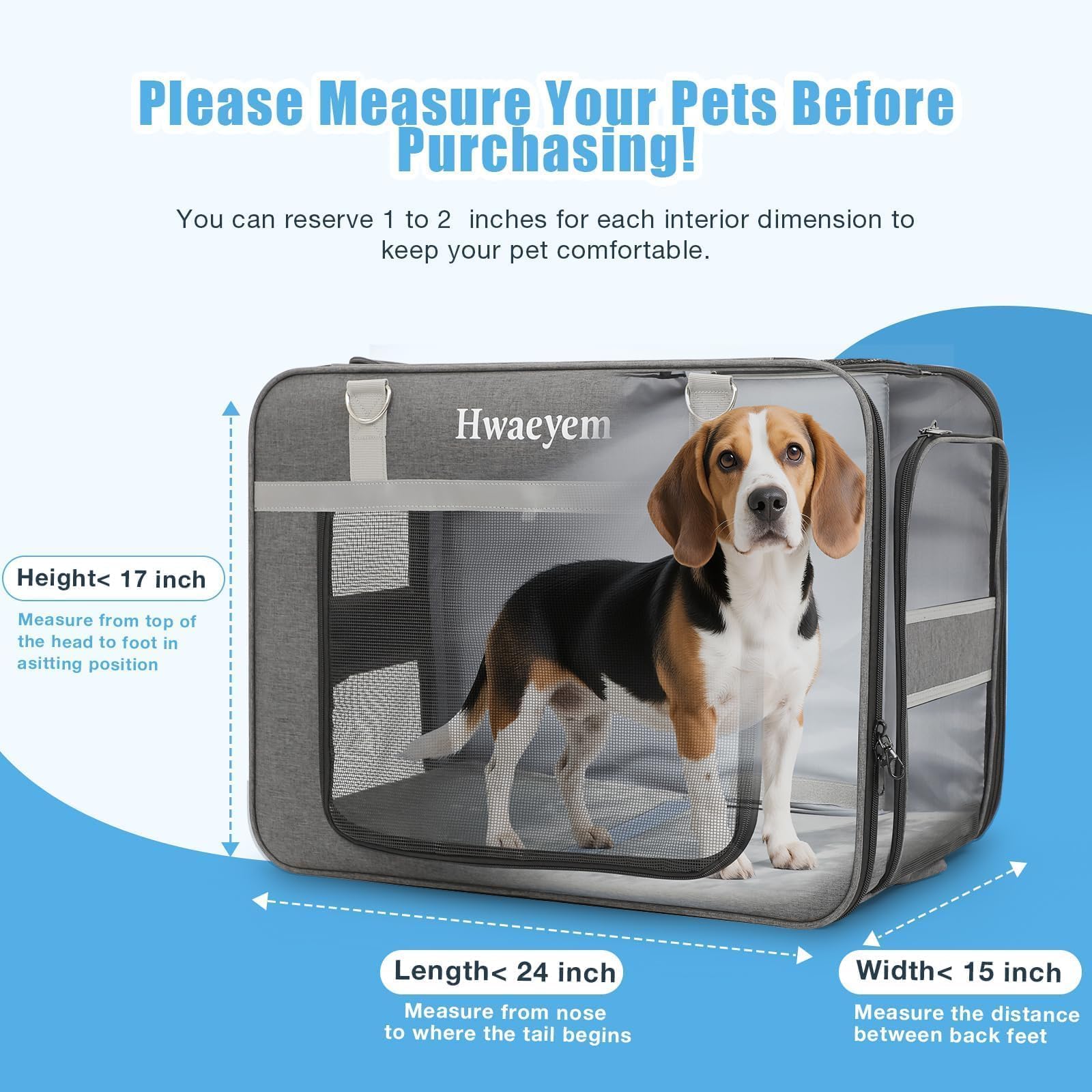 HWAEYEM dual-compartment cat crate with removable divider for two pets